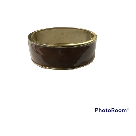Brown Enamel Hinged Bracelet - Picture 1 of 2
